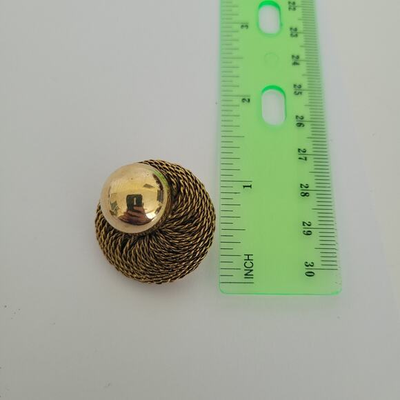 Vintage Moschino Spiral Button Gold Tone Clip on Earrings Round Glam Statement - Picture 6 of 6
